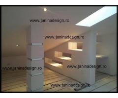 Amenajari mansarde, poduri case, vile, apartamente, design gips carton, rigips, zugraveli, etc.