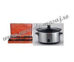 SET CU PIATRA VULCANICA PENTRU MASAJ 45 BUC + INCALZITOR ELECTRIC 3,3LITRI